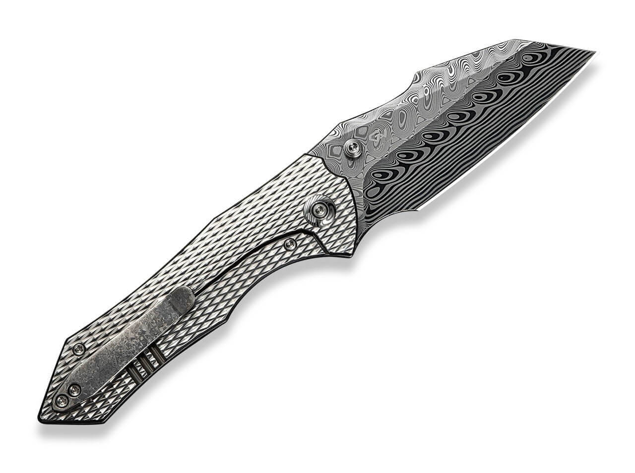 High-Fin XL Damascus Titanium Crystalized Gray