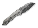 WE Knife High-Fin XL Damascus Titanium Crystalized Gray