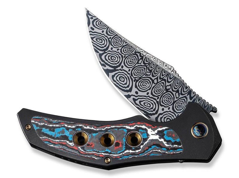 WE Knife Magnetron Black Nebula Fat Carbon Damascus