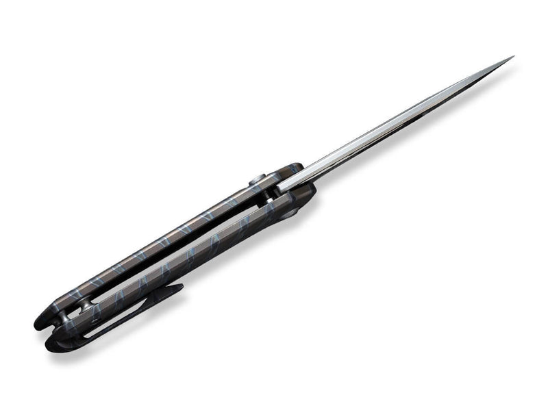 WE Knife Mini Malice Button Lock Tiger Stripe Flamed Titanium