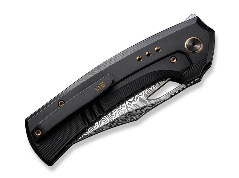 WE Knife Nefaris Ltd Titanium Black Nebula FAT CF Damascus