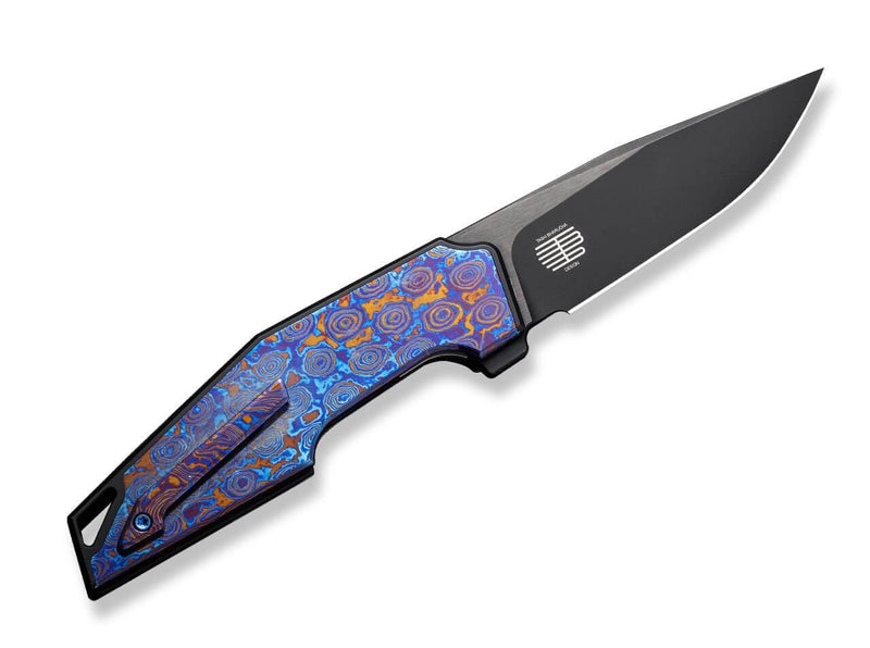 WE Knife OAO Titanium Black Timascus Purple Golden Blue