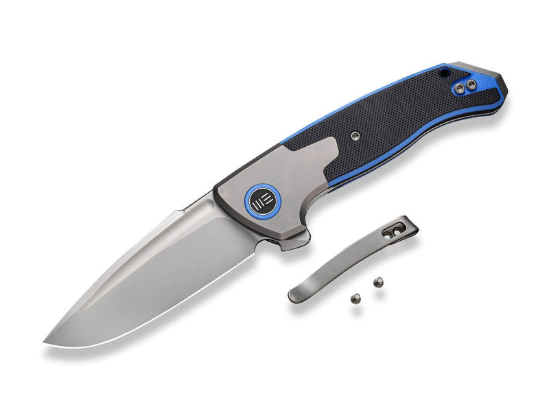 WE Knife Press Check Titanium G10 Black Blue DP
