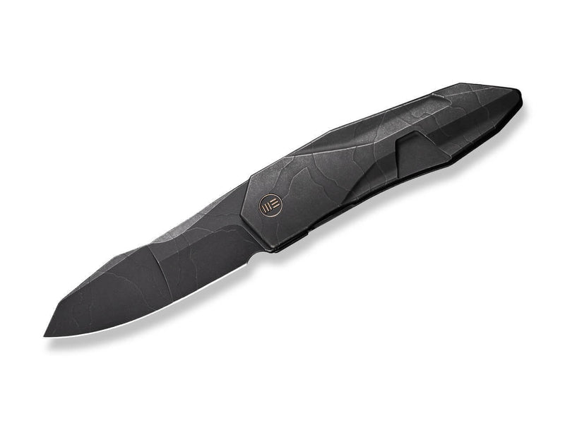 WE Knife Solid Titanium Black Etching Pattern