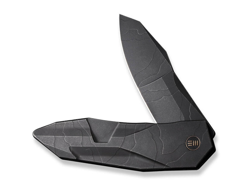 WE Knife Solid Titanium Black Etching Pattern
