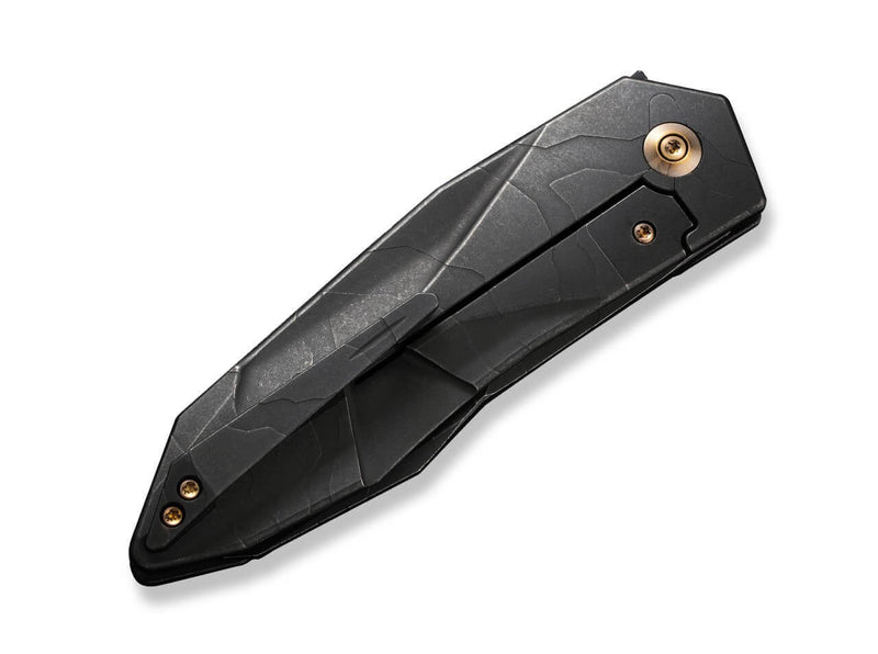 WE Knife Solid Titanium Black Etching Pattern