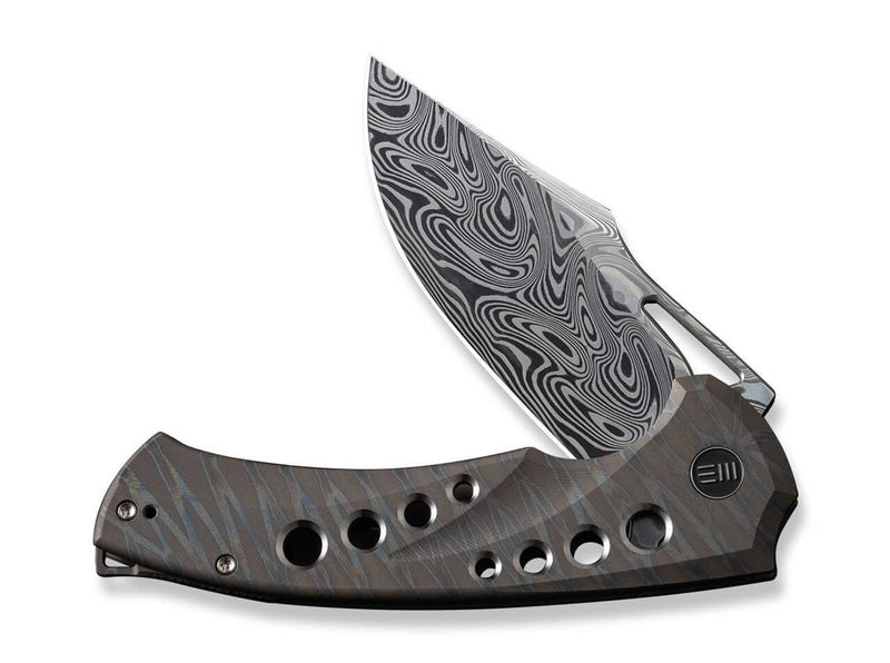 WE Knife Swiftfin Damascus Titanium Tiger Stripe