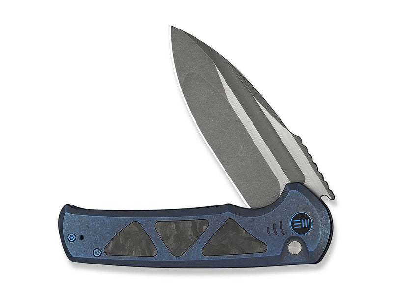 WE Knife Sylox M390 Blue Ti Shredded CF