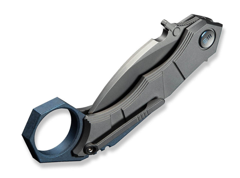 WE Knife Tayra M390 Grey & Blue Ti Stonewashed