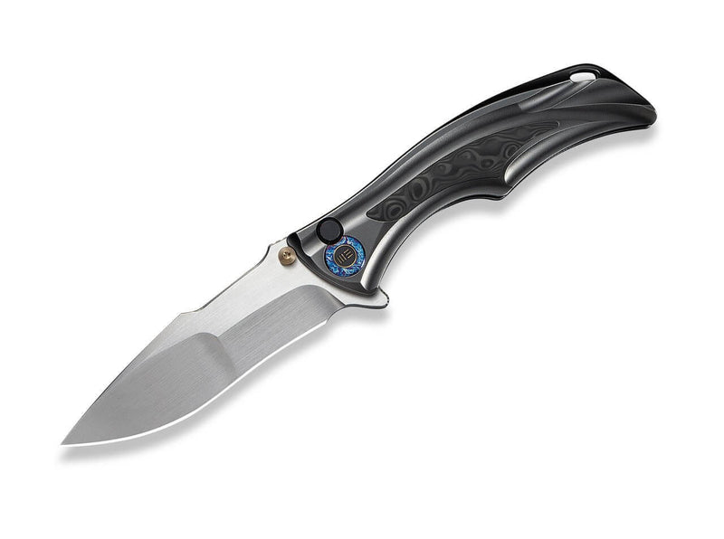 WE Knife Tighe Down M390 Gray Ti Orange Peel Rose CF