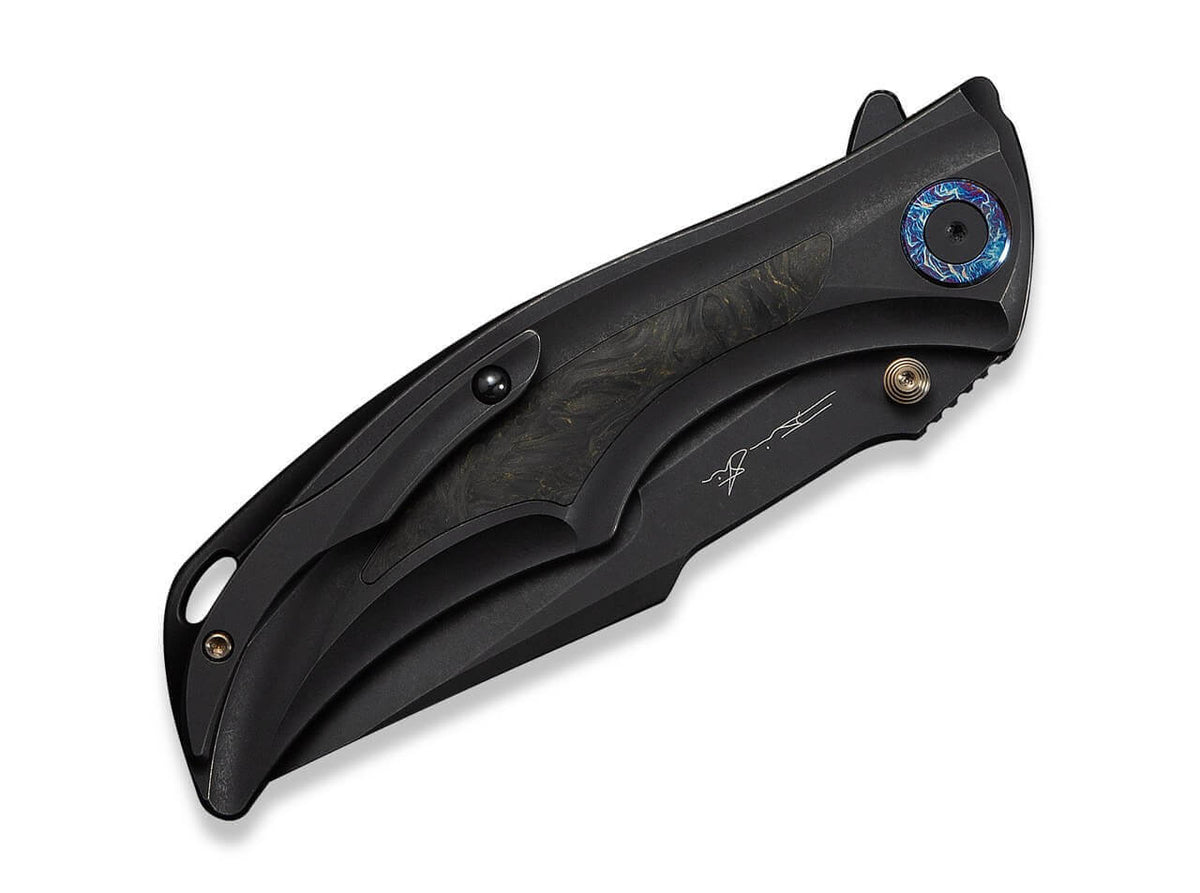 Tighe Down M390 Ti All Black Yellow CF