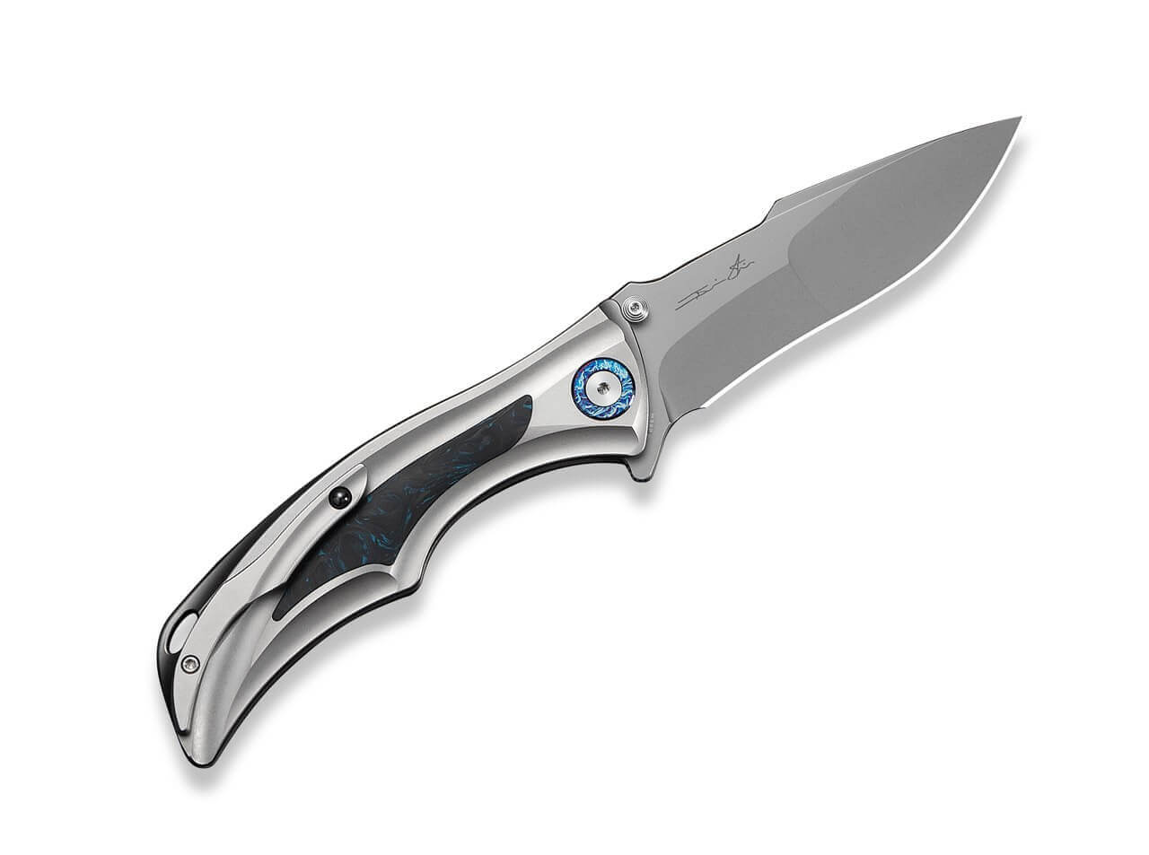 Tighe Down M390 Ti Blue & Black CF
