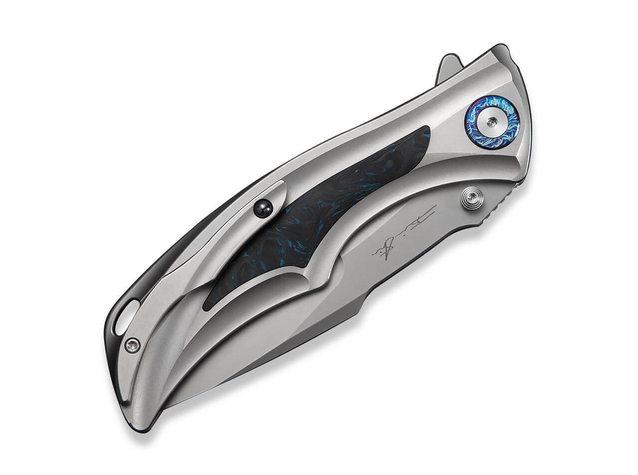 Tighe Down M390 Ti Blue & Black CF