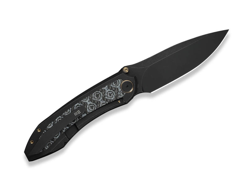 WE Knife Winsome M390 Black Ti Layerd G10 Rose Pattern CF Black Stonewashed