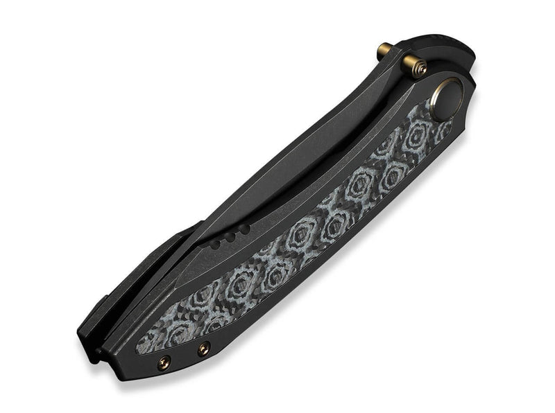 WE Knife Winsome M390 Black Ti Layerd G10 Rose Pattern CF Black Stonewashed