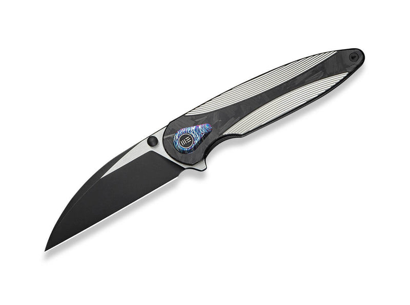 WE Knife Zenthra M390 Black Ti Shredded CF Black Stonewash