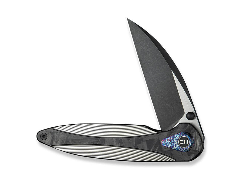 WE Knife Zenthra M390 Black Ti Shredded CF Black Stonewash