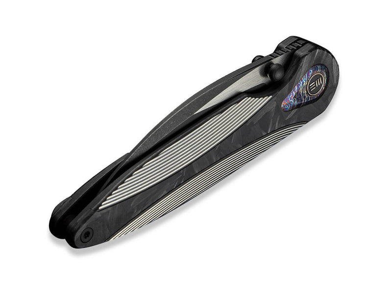 WE Knife Zenthra M390 Black Ti Shredded CF Black Stonewash