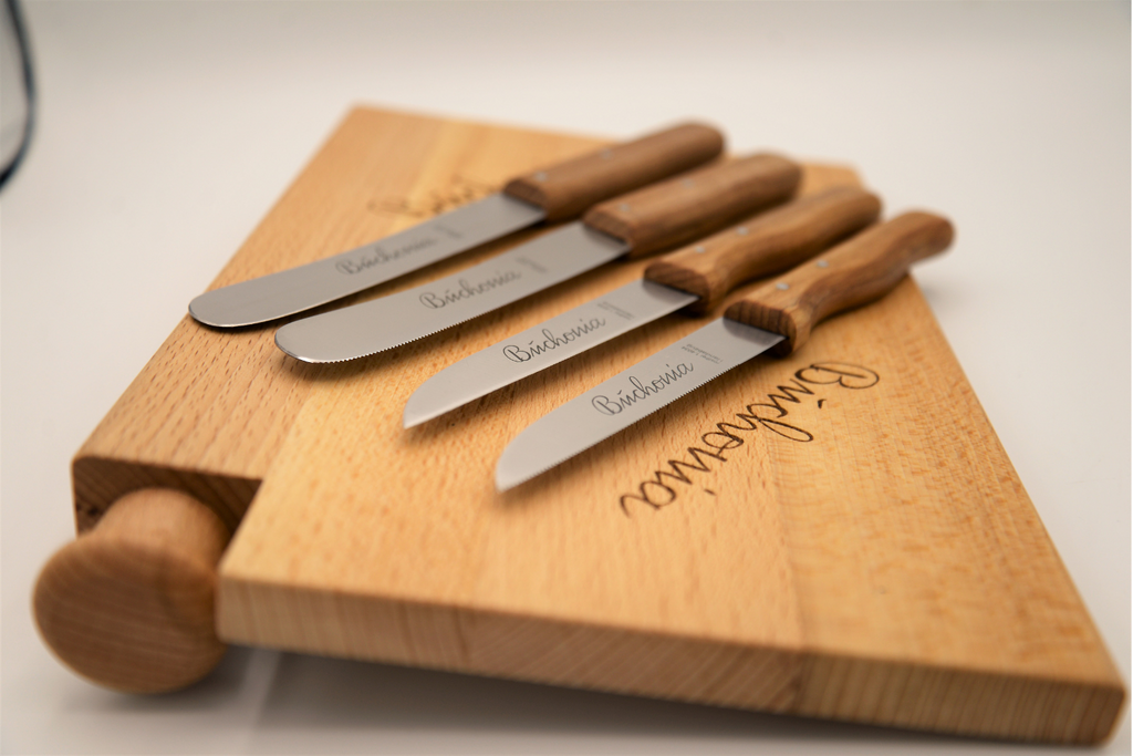 Buchonia Früchstücksmesser & -brettchen Komplettset