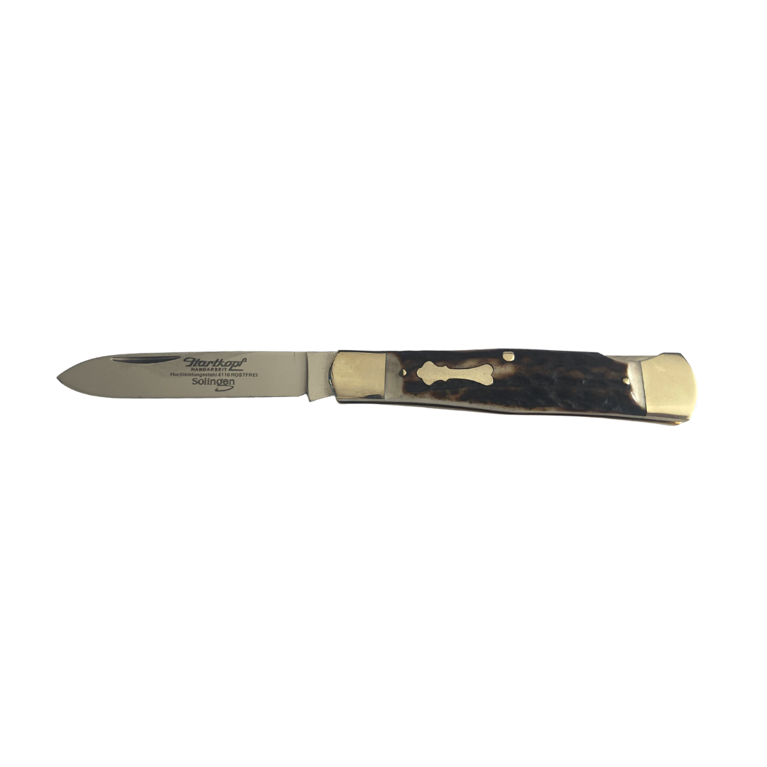 25520030 Hartkopf Taschenmesser Hirschhorn mit Gravurplatte