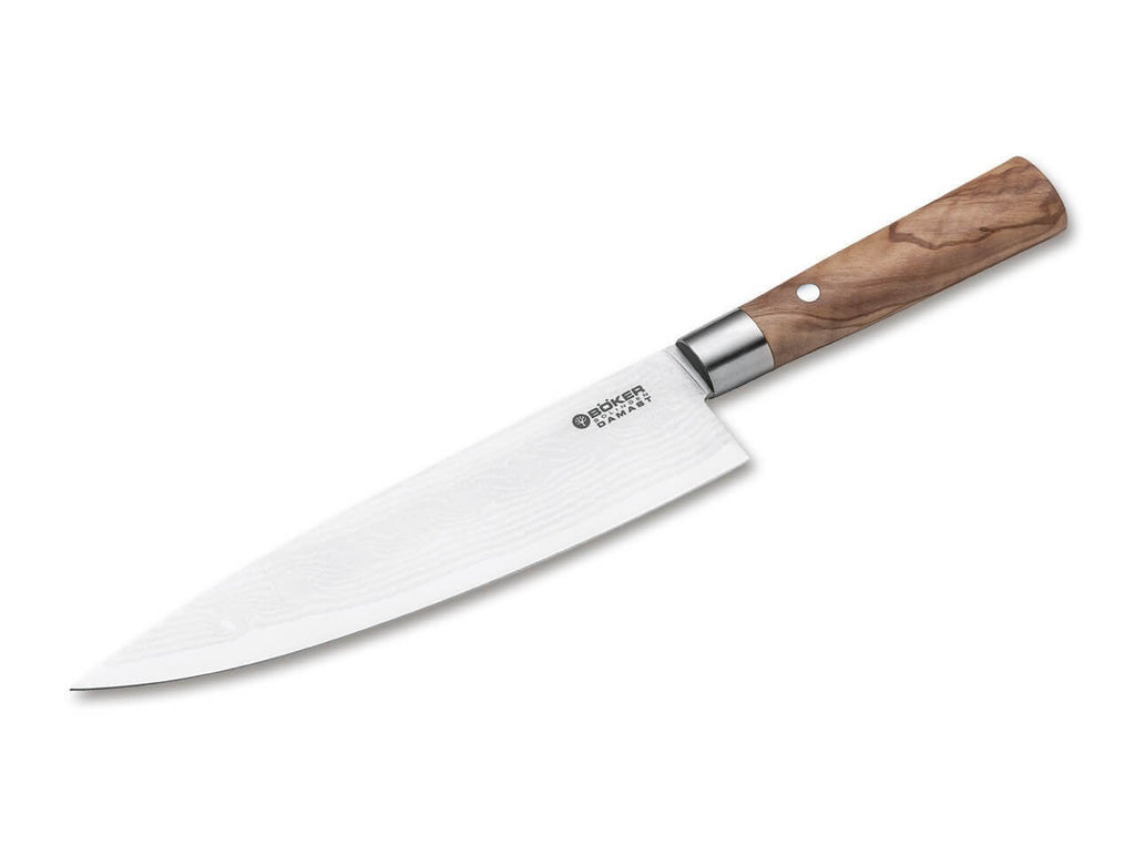 Damast Olive Chefmesser Groß