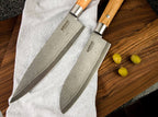 Damast Olive Chefmesser Groß