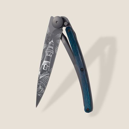 Deejo 37g, Blaues Buchenholz / Leuchtturm