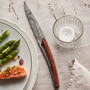 6 Deejo Tafelmesser, Korallenholz / Toile de Jouy