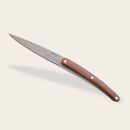 2 Deejo Schälmesser, Olivenholz und Korallenholz
