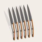 6 Deejo Tafelmesser Serrated, Olivenholz