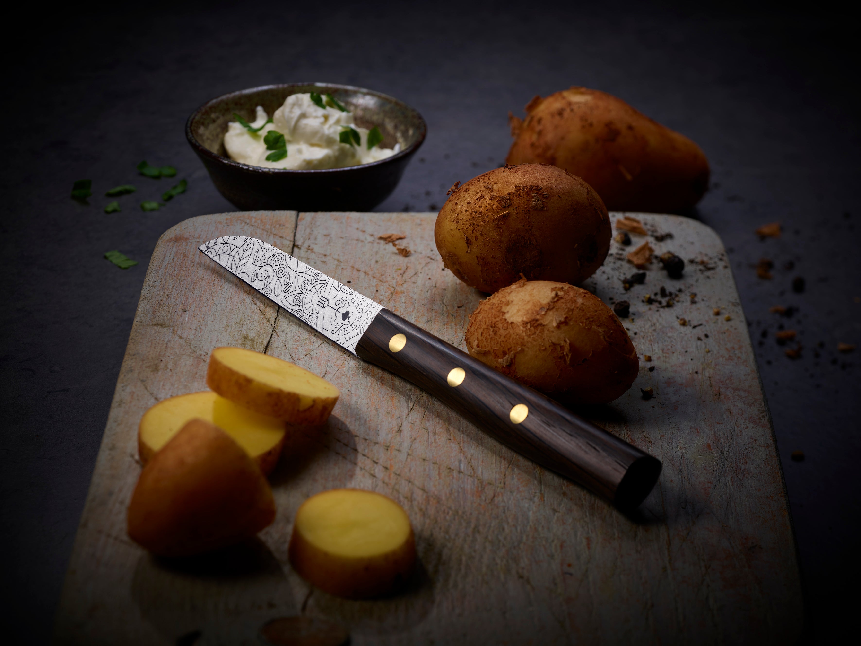 Zöppken Style Gemüsemesser Zwiebelmuster Lasergravur